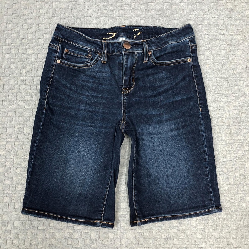 Seven7 Sunset Bermuda Shorts Womens 4 Blue Denim Dark Wash Stretch Casual Summer